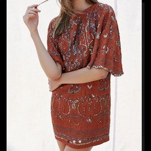 Free people cinnamon embellished party dress